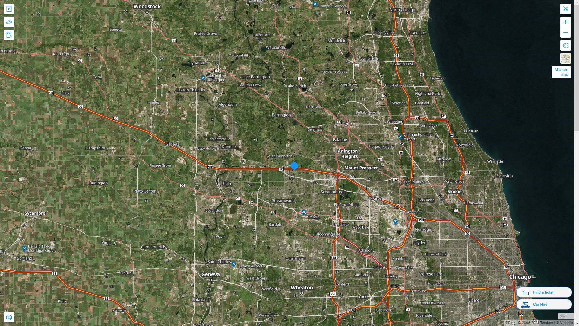 Hoffman Estates illinois Highway and Road Map with Satellite View